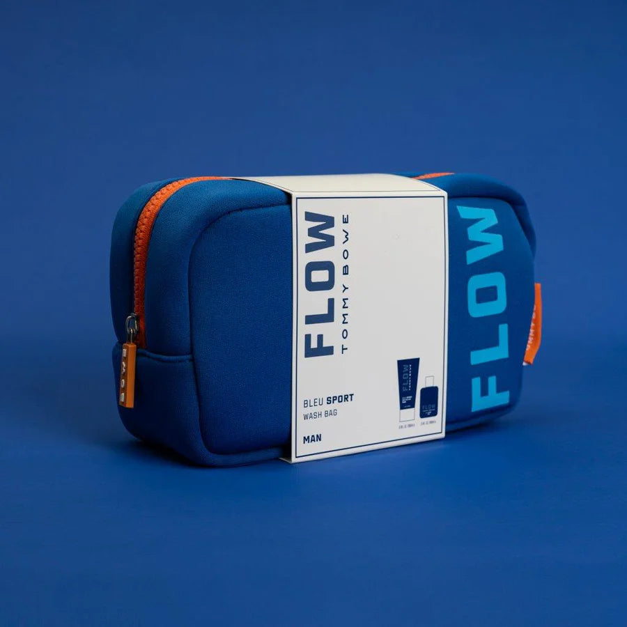 TOMMY BOWE Flow Bleu Sport Wash Bag 2 Piece Giftset