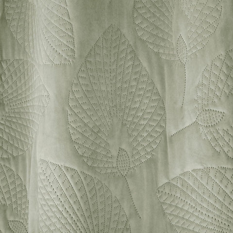 CATHERINE LANSFIELD : Velvet Pinsonic Leaf Eyelet Curtains - Green