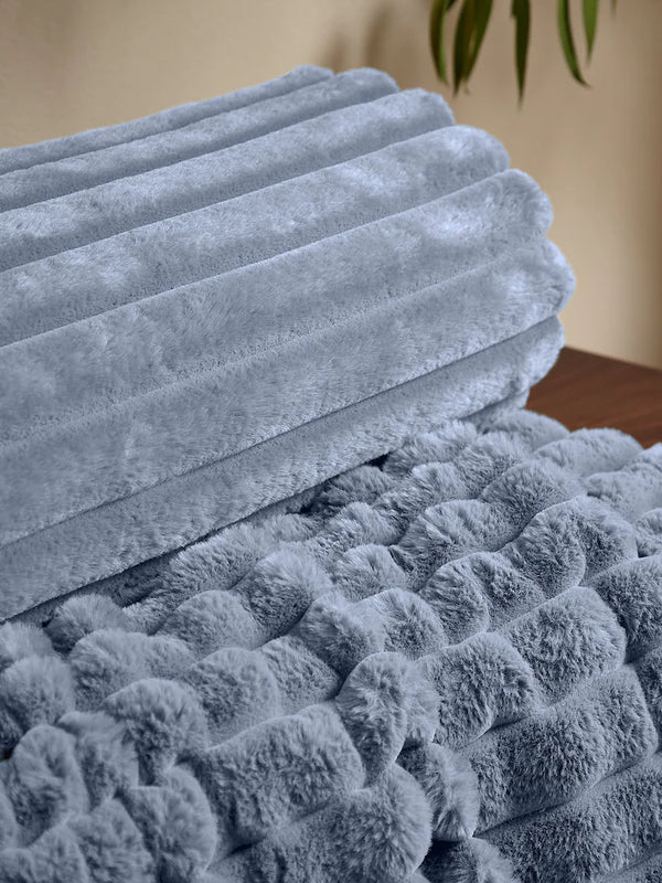 CATHERINE LANSFIELD Cosy Ribbed Blanket Throw - Blue