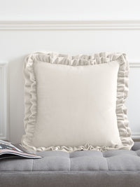CATHERINE LANSFIELD So Soft Velvet Touch Double Frill Cushion 43x43cm - Cream