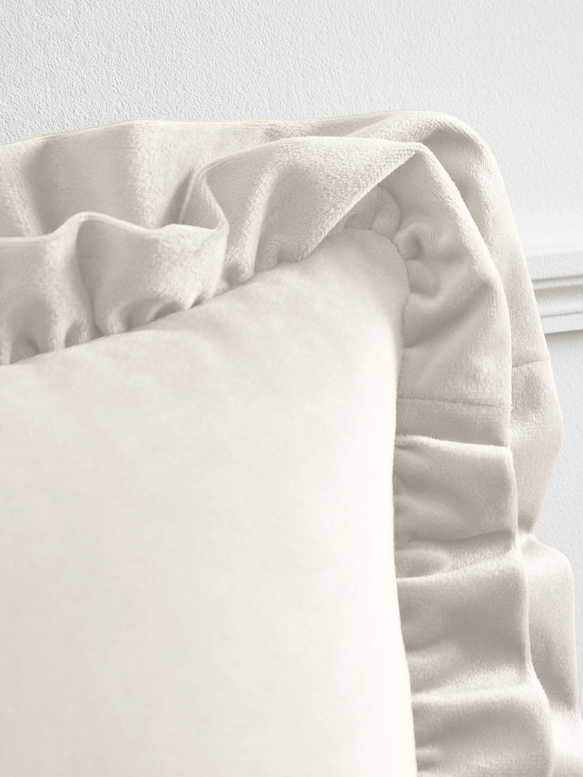 CATHERINE LANSFIELD So Soft Velvet Touch Double Frill Cushion 43x43cm - Cream