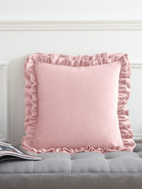 CATHERINE LANSFIELD So Soft Velvet Touch Double Frill Cushion 43x43cm - Blush