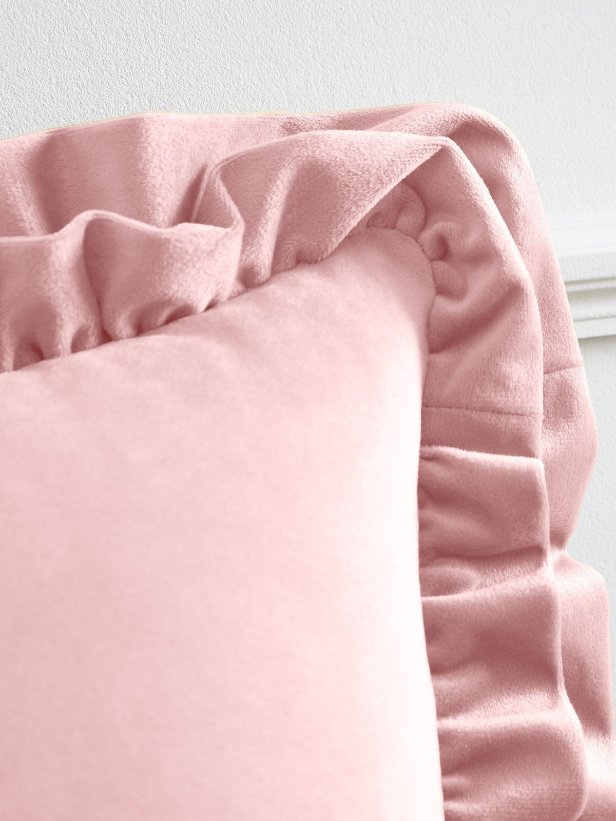 CATHERINE LANSFIELD So Soft Velvet Touch Double Frill Cushion 43x43cm - Blush