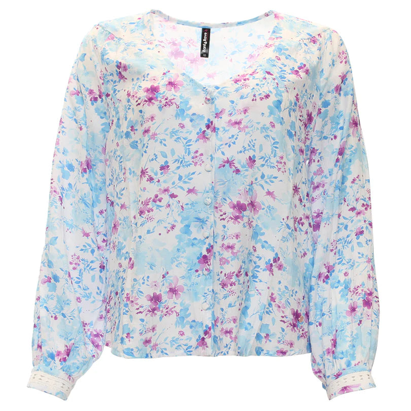 RANT & RAVE Ann Floral Shirt - Blue