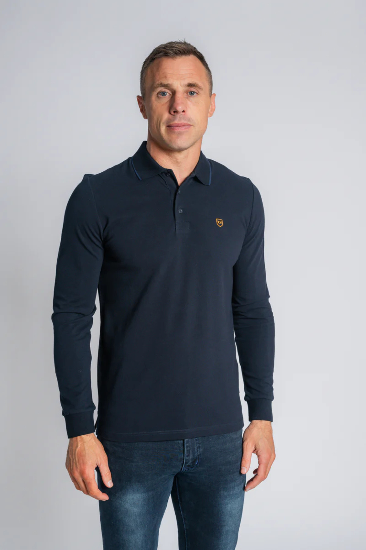 XV KINGS by Tommy Bowe Alice Springs Lons Sleeve Polo - Navy