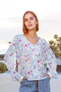 RANT & RAVE Ann Floral Shirt - Blue