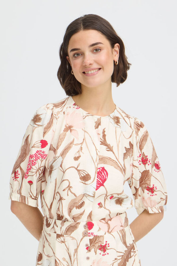 FRANSA Ariana Half Sleeve Floral Blouse