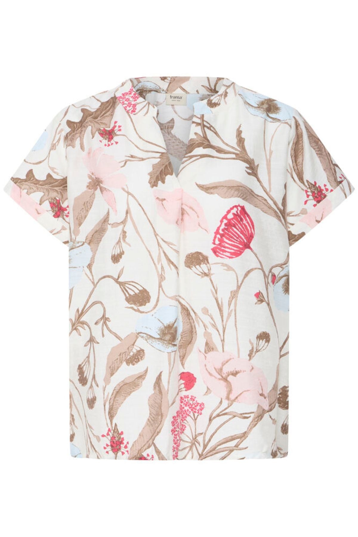 FRANSA Ariana Short Sleeve Floral Blouse