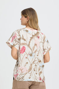 FRANSA Ariana Short Sleeve Floral Blouse