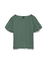 VERO MODA Leika Boat Neck Textured Top - Green