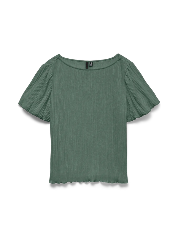 VERO MODA Leika Boat Neck Textured Top - Green