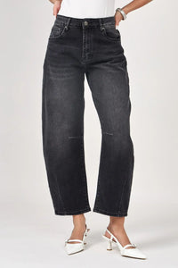 COPE CLOTHING Livia Cropped Barrel Jeans - Anthracite