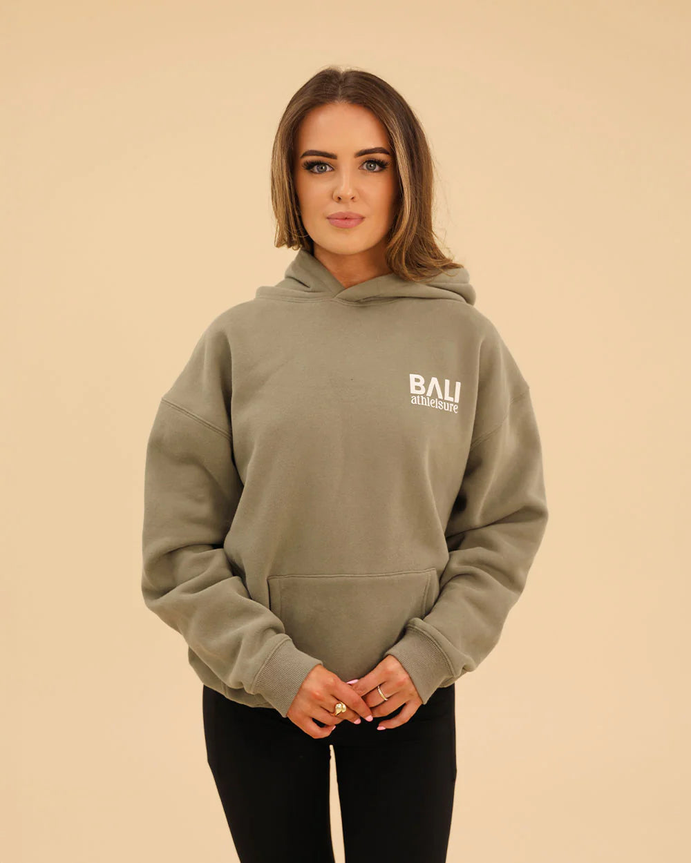 BALI Baseline Oversized Back Print Hoodie - Olive Green