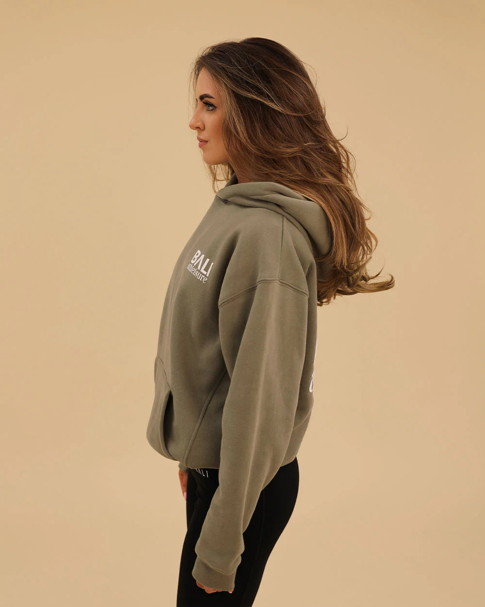 BALI Baseline Oversized Back Print Hoodie - Olive Green