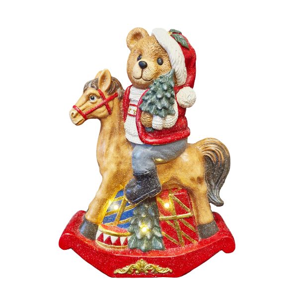 WGP Bear on a Rocking Horse LED Christmas Ornament 52.5cm