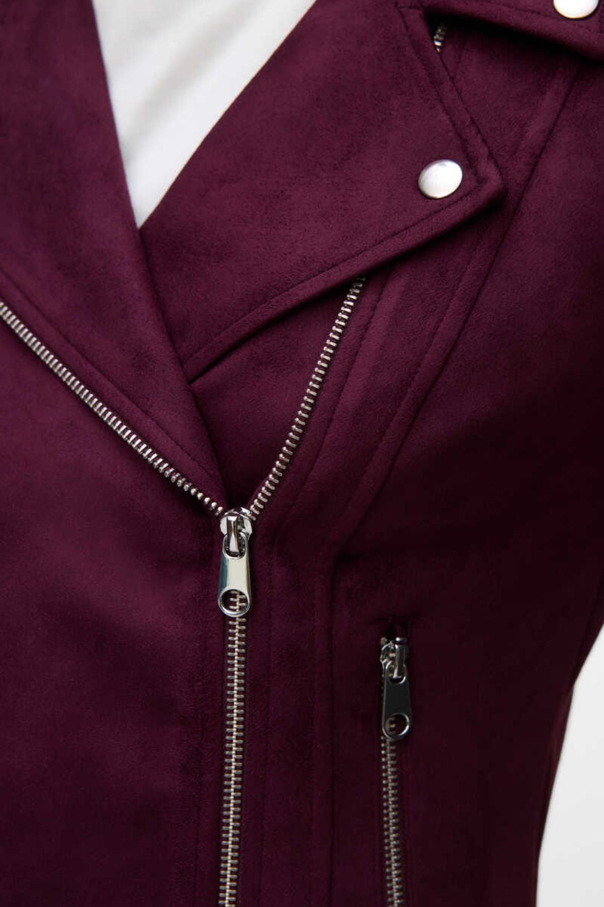 VERO MODA Josie Faux Suede Jacket - Wine
