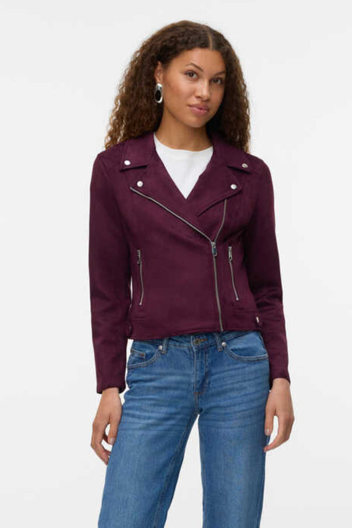 VERO MODA Josie Faux Suede Jacket - Wine