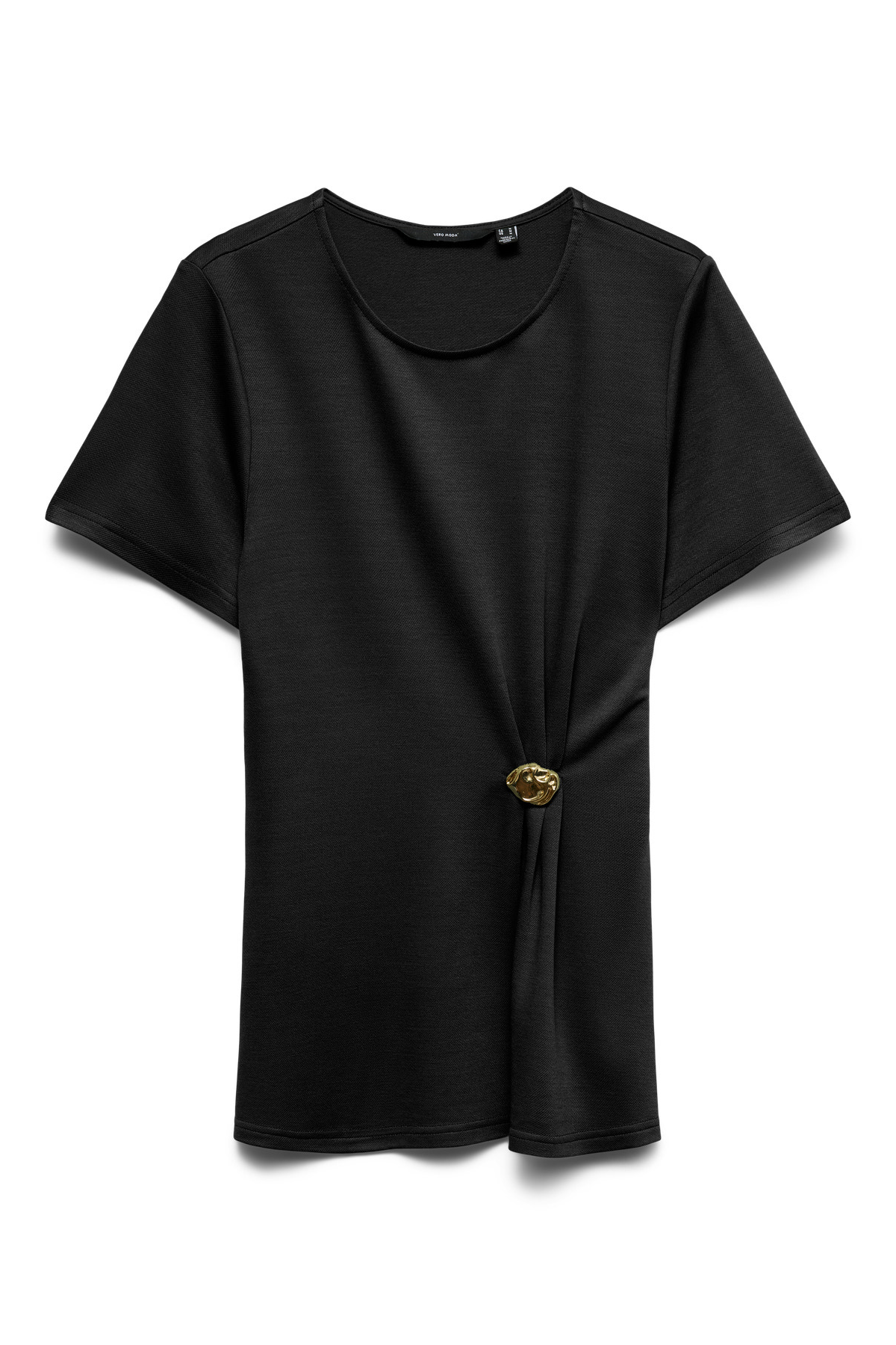 VERO MODA Vira Short Sleeve Twist Top - Black
