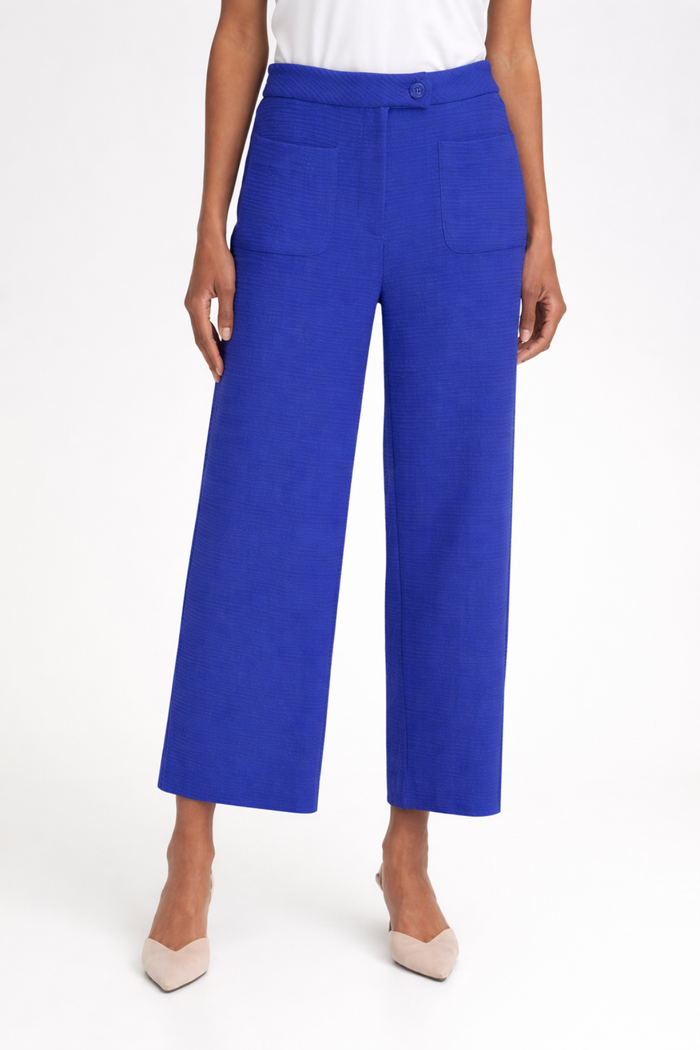 ICHI Kate Lumina Textured Pants - Blue