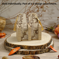 LANGS Autumn Etched Wood Pumpkin and Mushroom Bookmark - 1pc