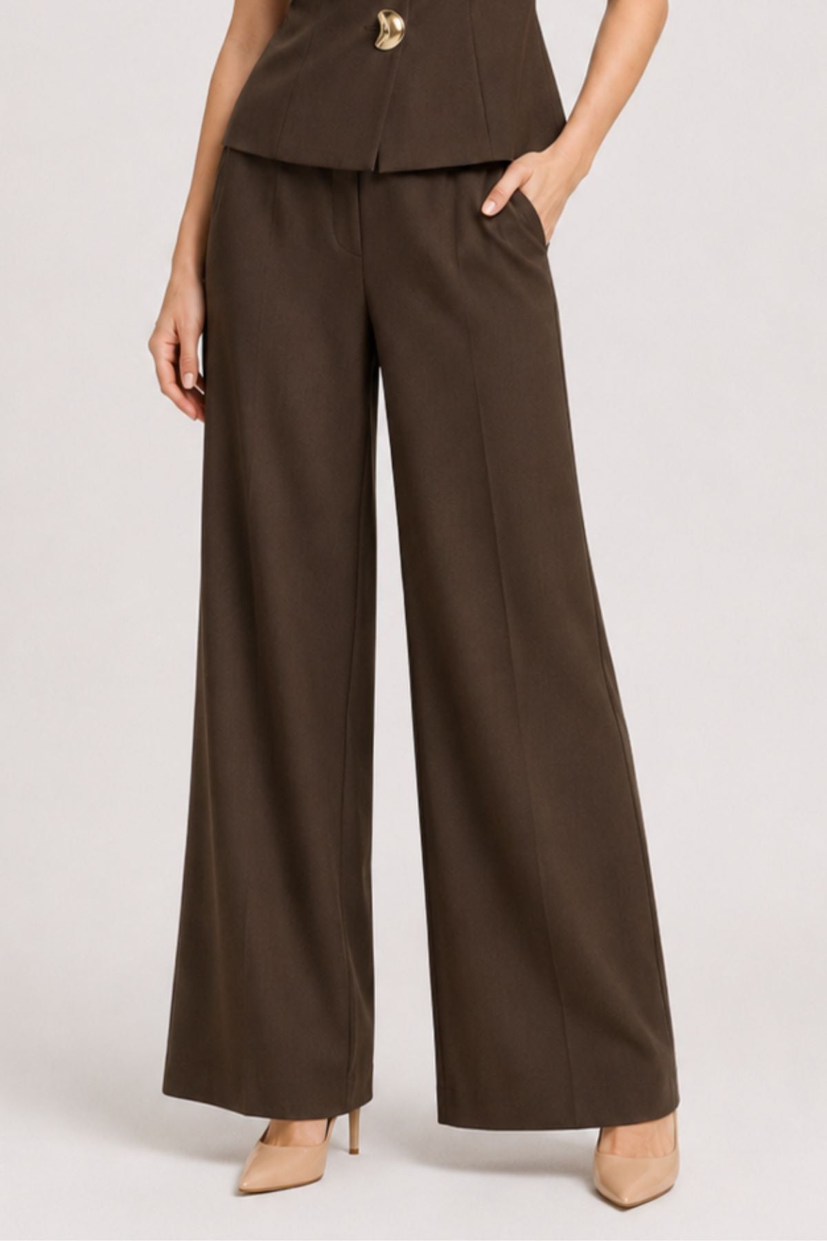 COPE CLOTHING Fluid Wide Leg Pants - Brown