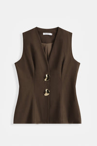 COPE CLOTHING Fluid Fitted Waistcoat - Brown