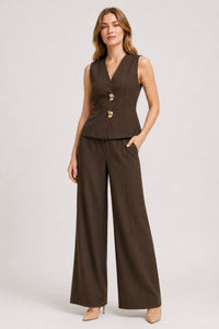 COPE CLOTHING Fluid Wide Leg Pants - Brown