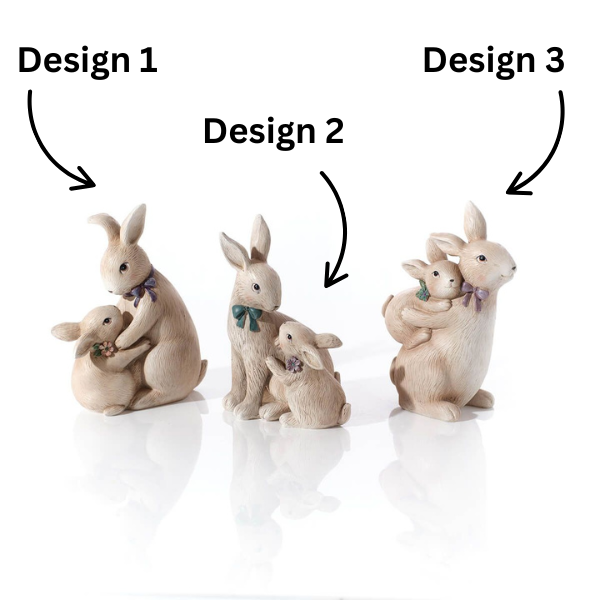 LANGS Easter Bunny Mum and Child Polyresin Figurine 15.5cm