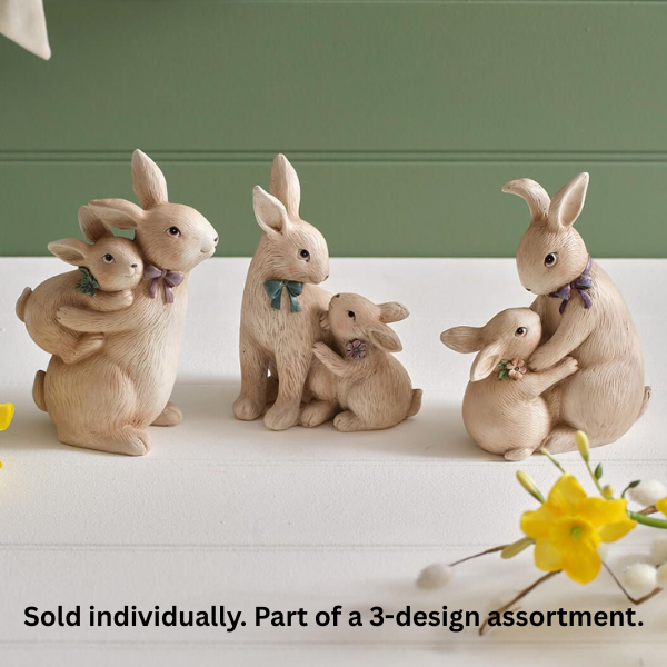 LANGS Easter Bunny Mum and Child Polyresin Figurine 15.5cm