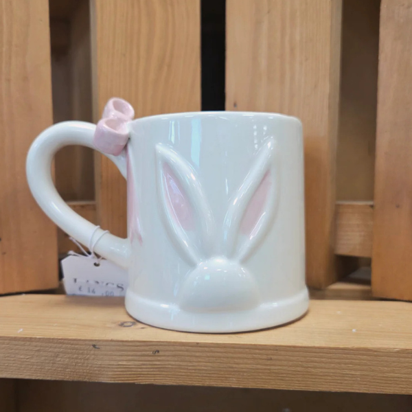LANGS 3D Embossed Bunny Bow Handle Mug