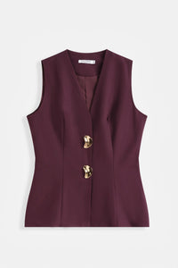 COPE CLOTHING Fluid Fitted Waistcoat - Burgundy