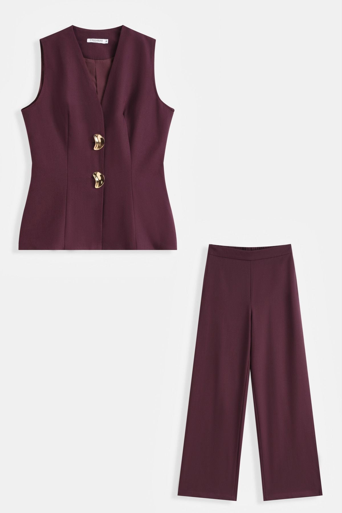 COPE CLOTHING Fluid Fitted Waistcoat - Burgundy