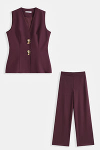 COPE CLOTHING Fluid Fitted Waistcoat - Burgundy