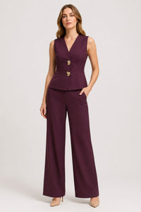 COPE CLOTHING Fluid Fitted Waistcoat - Burgundy
