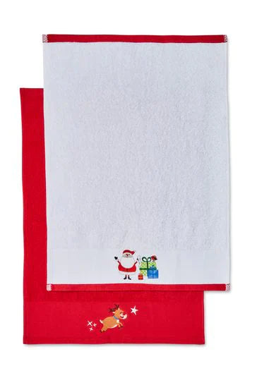 CATHERINE LANSFIELD : Santa's Reindeers Pair of Guest Towels