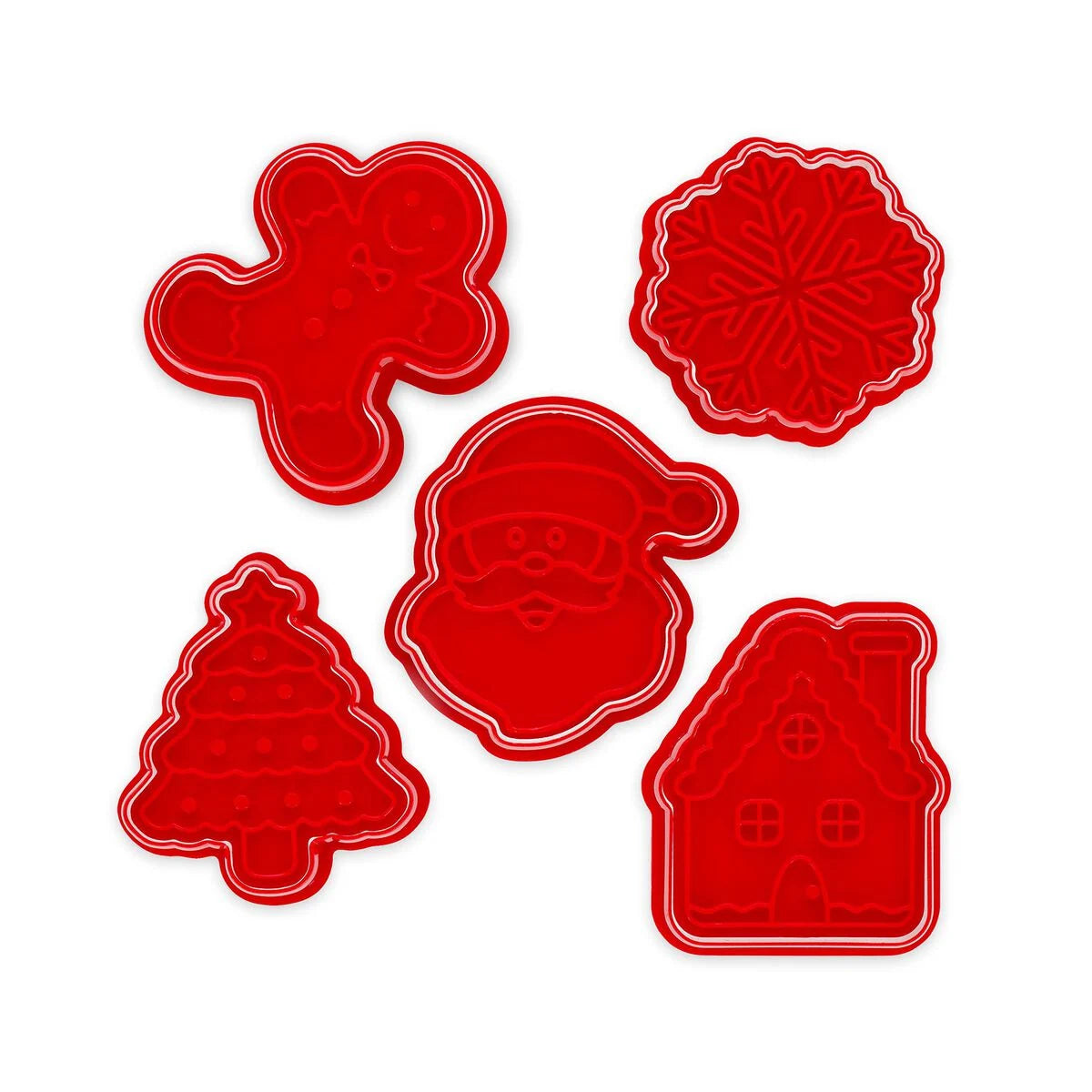 LEGAMI Set of 5 Cookie Cutters with Stamps - Cookie Time!