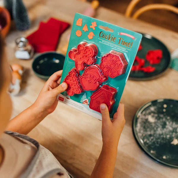 LEGAMI Set of 5 Cookie Cutters with Stamps - Cookie Time!