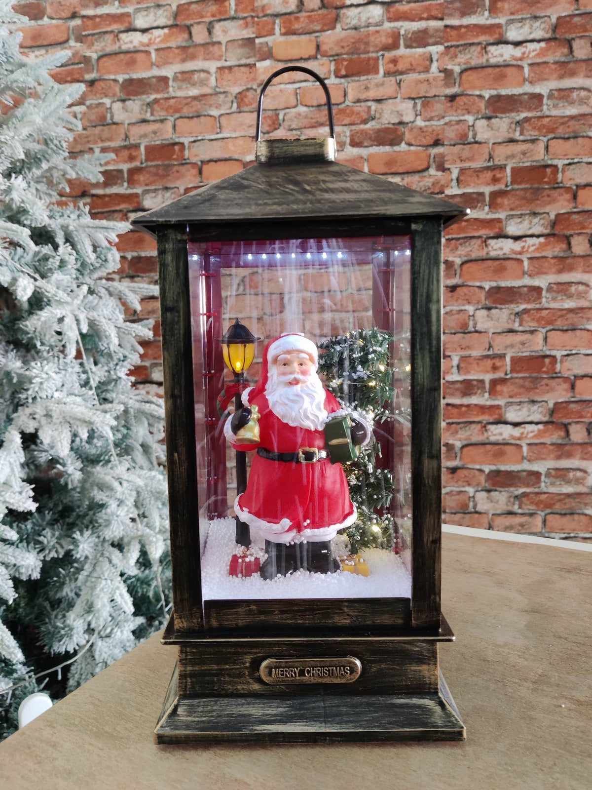 WGP Santa Lantern with Blowing Snow & Music 35.5cm