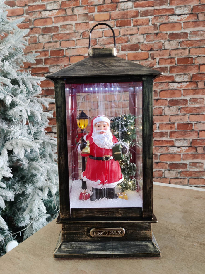 WGP Santa Lantern with Blowing Snow & Music 35.5cm