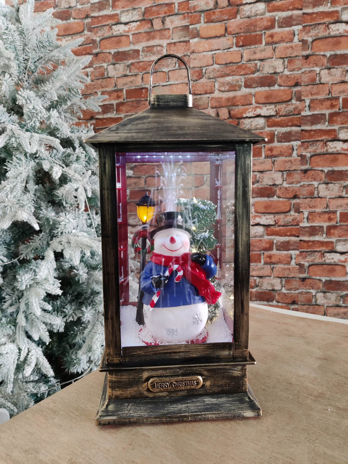 WGP Snowman Lantern with Blowing Snow & Music 35.5cm