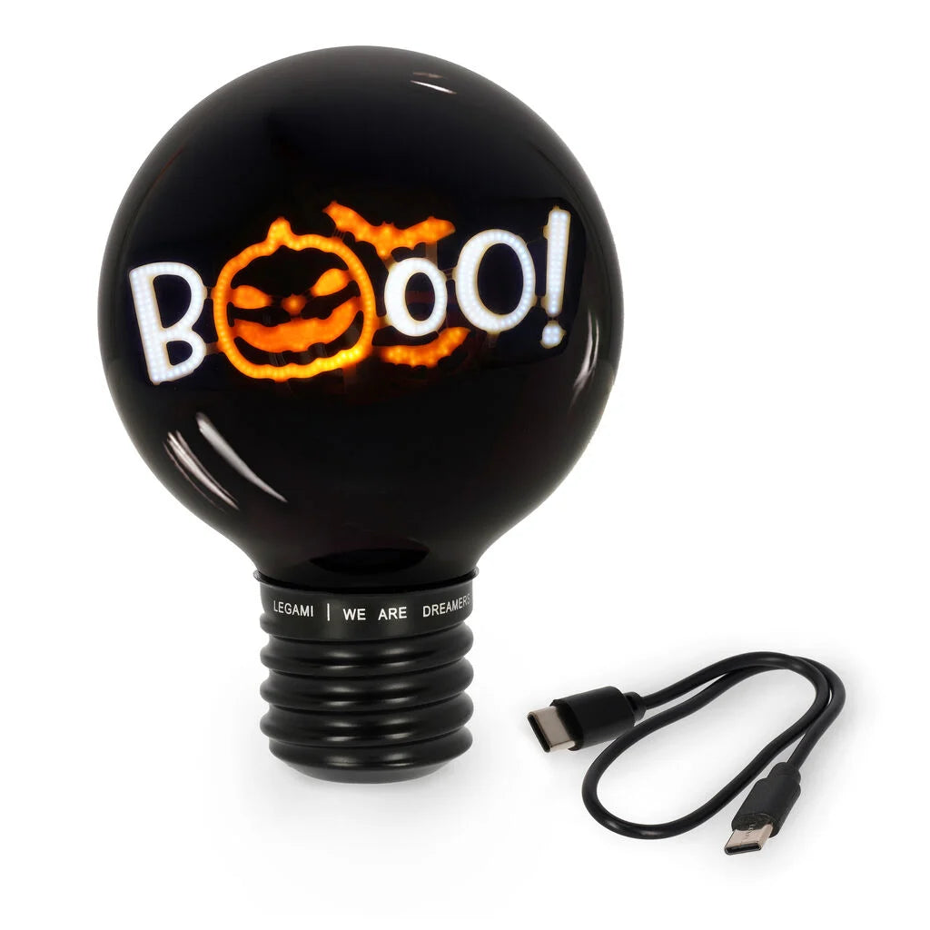 LEGAMI Decorative Lightbulb-Shaped Table Lamp - Pumpkin Booo - Bulb Fiction XL