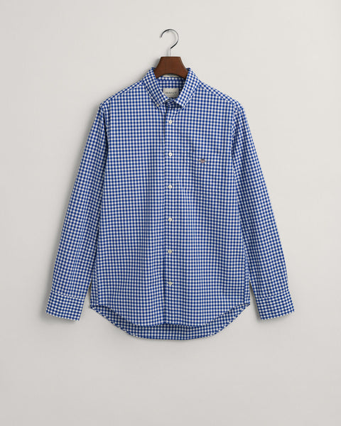 GANT : Regular Fit Gingham Poplin Shirt - College Blue
