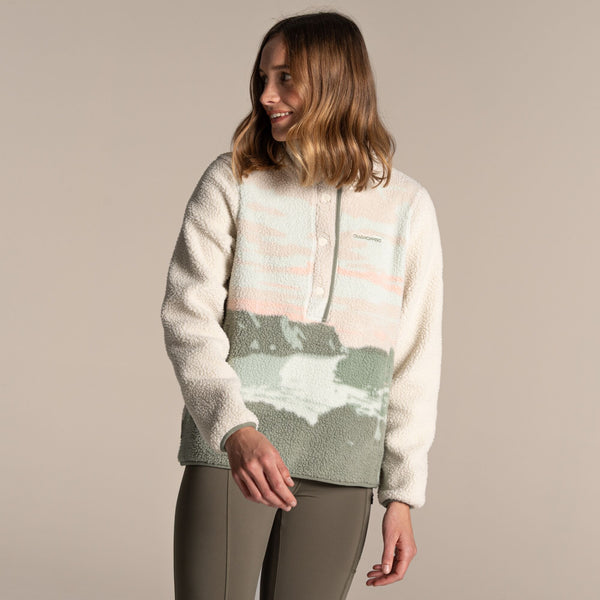 CRAGHOPPERS Women's Rosemary II Overhead Fleece - Oyster Print
