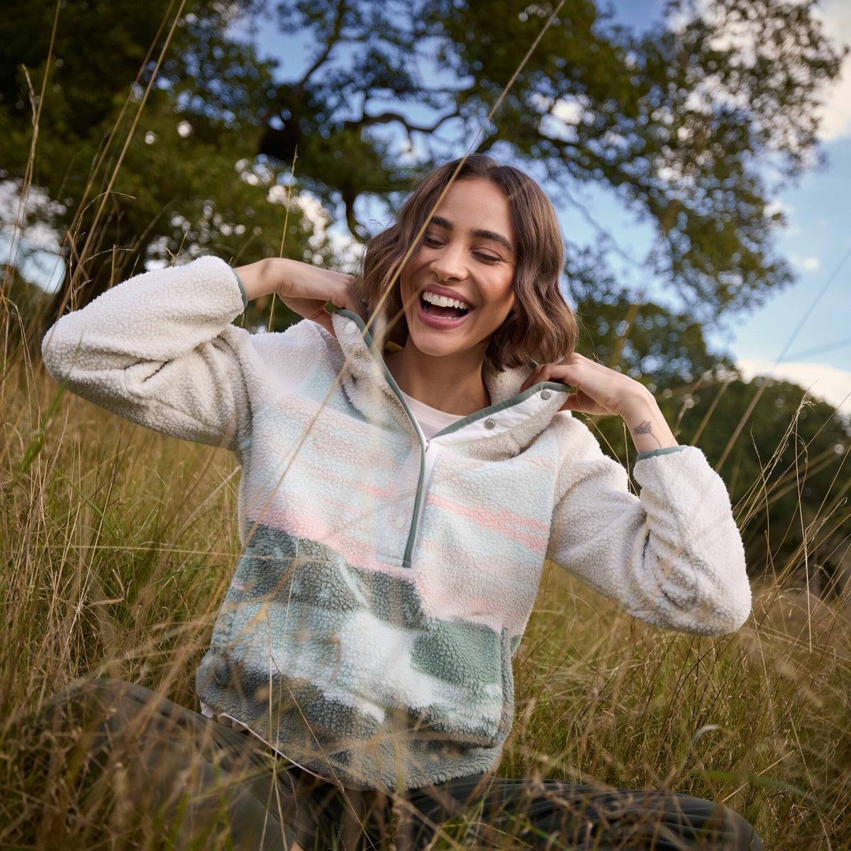 CRAGHOPPERS Women's Rosemary II Overhead Fleece - Oyster Print