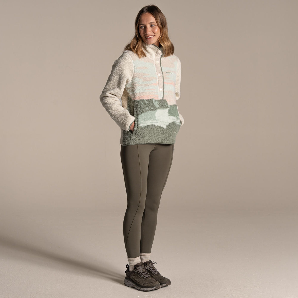CRAGHOPPERS Women's Rosemary II Overhead Fleece - Oyster Print