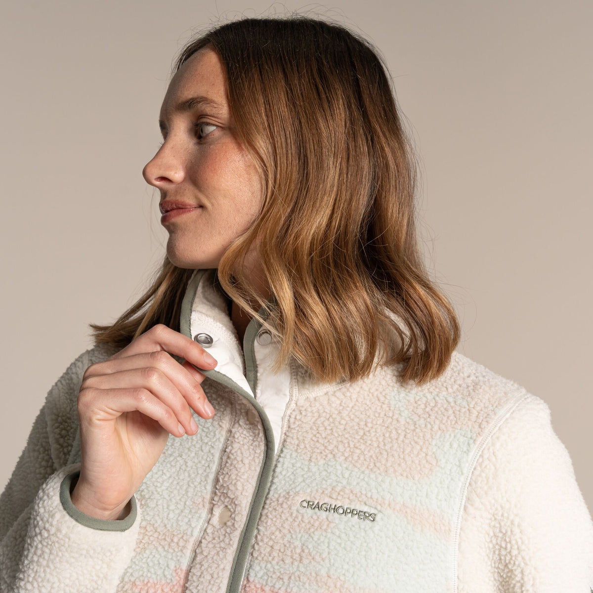 CRAGHOPPERS Women's Rosemary II Overhead Fleece - Oyster Print