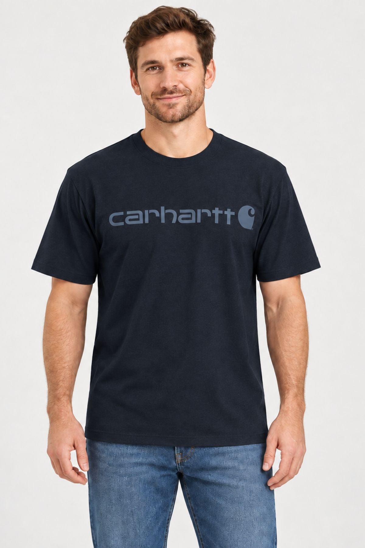 CARHARTT Dearborn Relaxed Logo T-Shirt - Navy