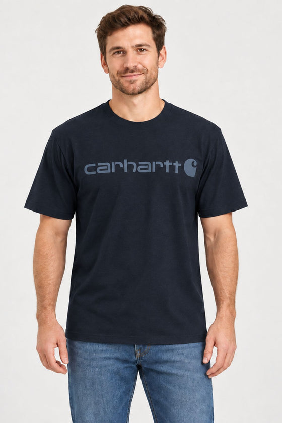 CARHARTT Dearborn Relaxed Logo T-Shirt - Navy