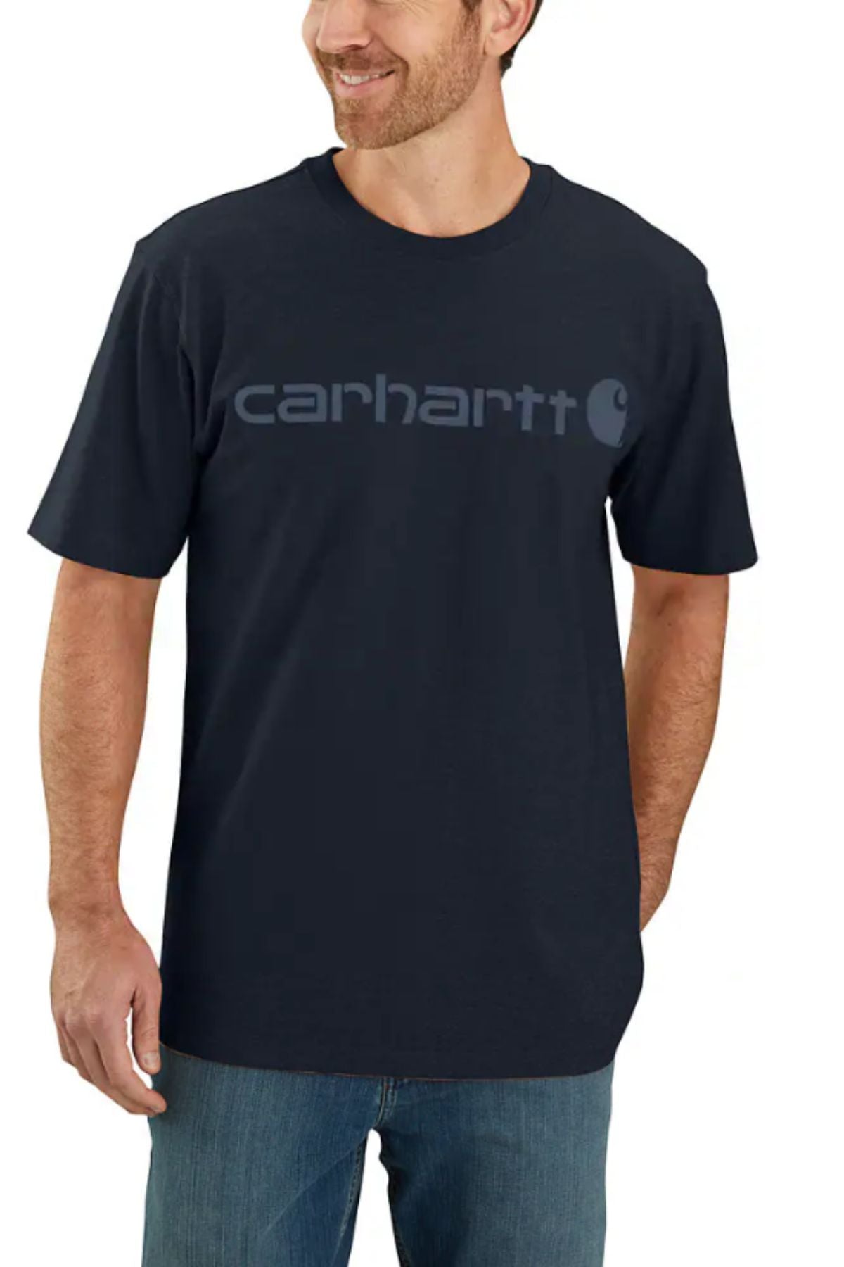 CARHARTT Dearborn Relaxed Logo T-Shirt - Navy