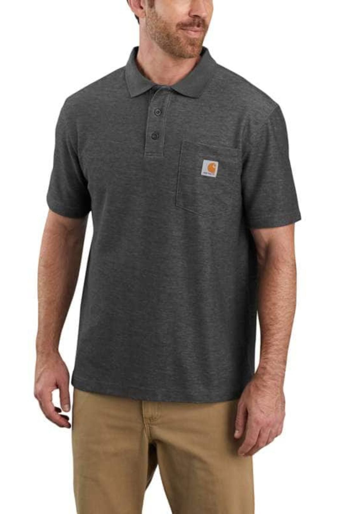 CARHARTT Loose Short Sleeve Polo Shirt - Grey